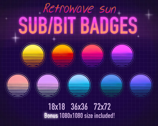 Retrowave Sun Badges