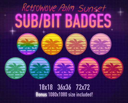 Palm Tree Sunset Badges