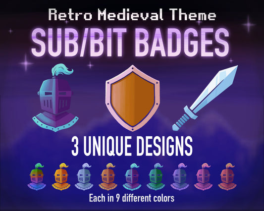 Retro Medieval Theme Twitch Sub/Bit Badges