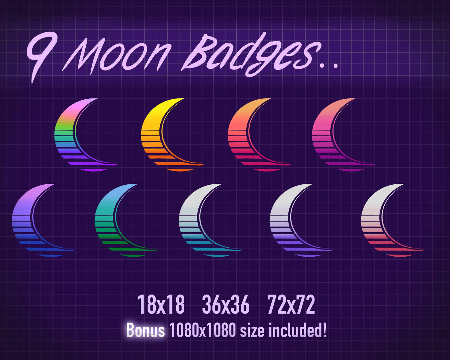 Retrowave Astronomy Theme Twitch Sub/Bit Badges