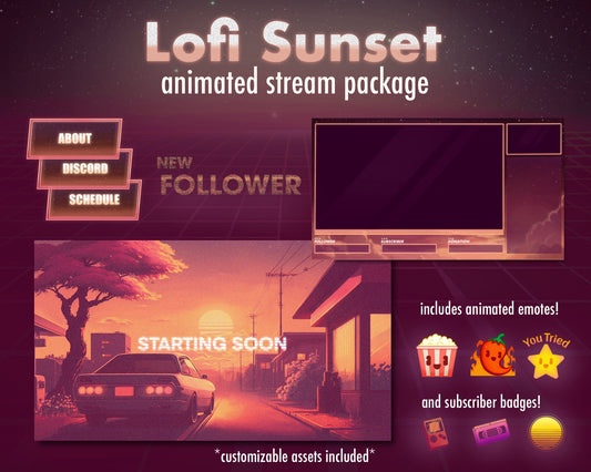 Retro Lofi Sunset Stream Package